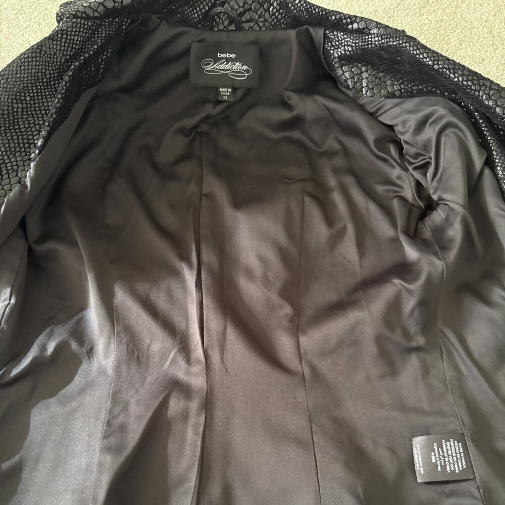 Bebe Black Leather Snakeskin Moto Jacket size XS NWOT - Picture 9 of 15